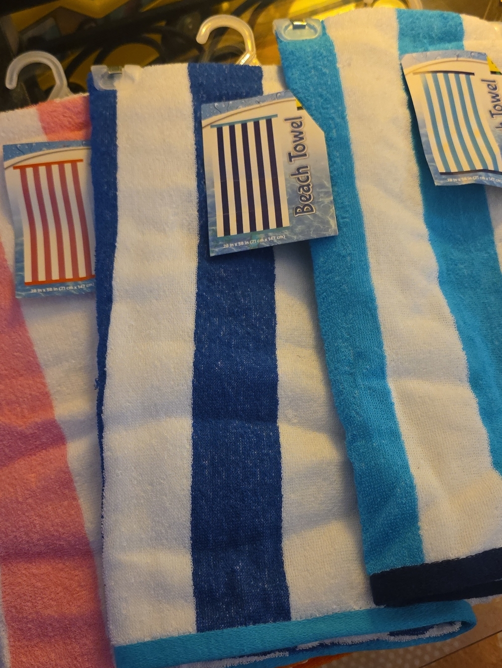 Striped Beach Towel -  Pink & Blues With White